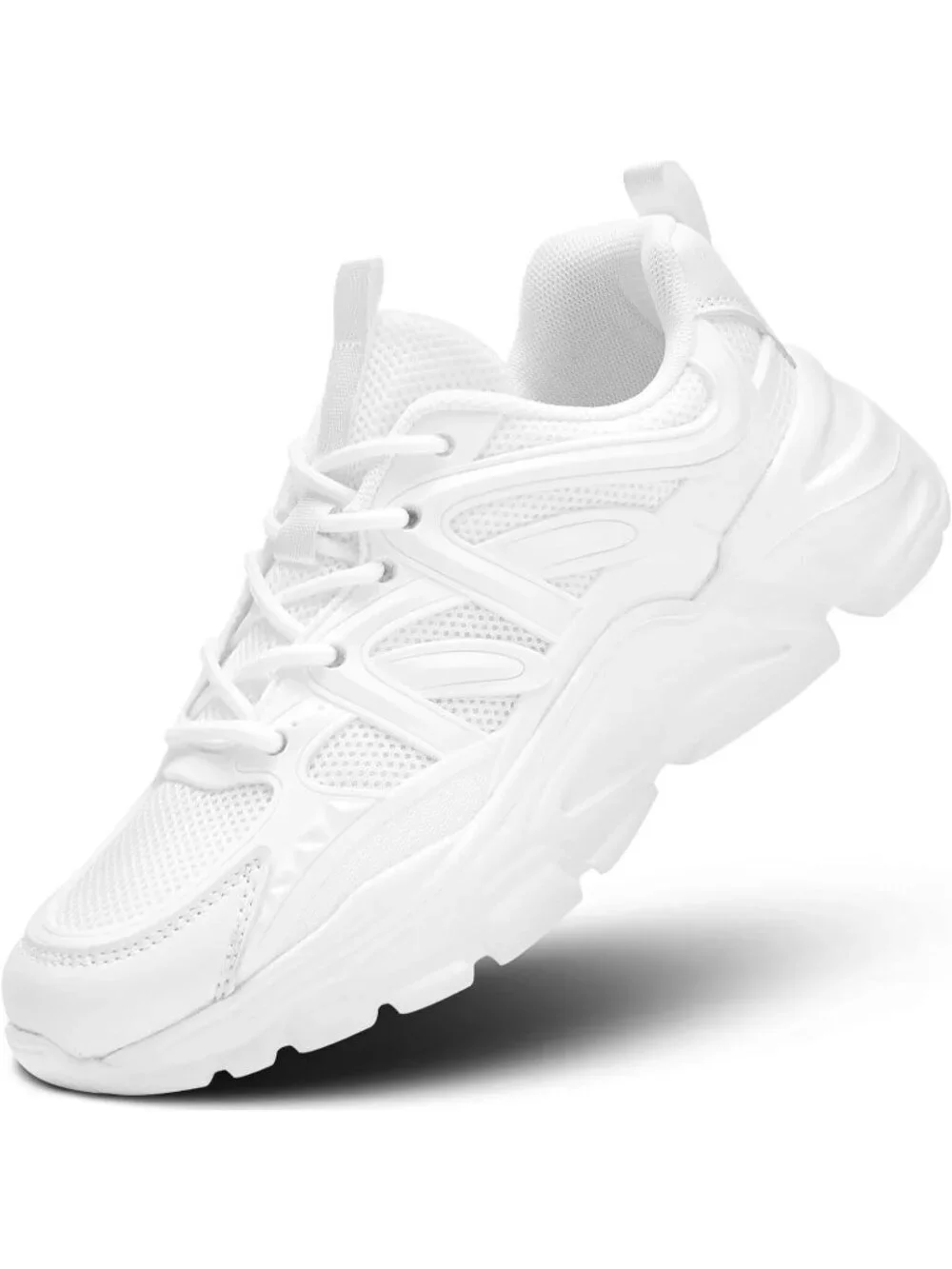 Women's White Ladies Walking Comfor Breathable Soft Sole Tennis Sneaker Shoes